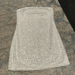 12th tribe affair white sequin beaded fringe dress